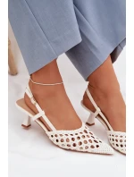 Pletené dámské sandály na podpatku zlaté Selinae