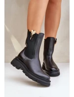 Skórzane Botki Sztyblety z Ozdobą CheBello 4537 Czarne