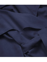 Tmavomodrý dámsky minimalistický kabát (747ART)