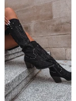 Damskie Kozaki Kowbojki Ze Zdobieniem Na Słupku Czarne Darella