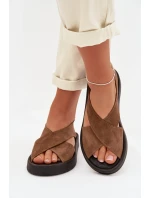 Dámské sandály Zazoo 3196 z přírodního semiše světle hnědé
