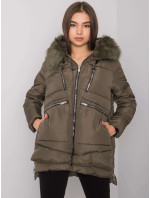 Dámska khaki zimná bunda s kapucňou