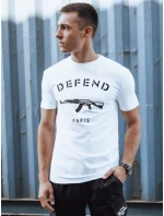 Pánske bavlnené tričko s potlačou biele FashionStreet RX5578