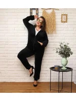 Čierna dámska tepláková súprava plus size s kapucňou na zips (8216) Čierna dámska tepláková súprava plus size s kapucňou na zips (8216)