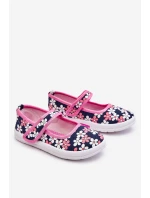 Dziecięce Baleriny W Kwiatuszki Granatowo-Różowe Noah