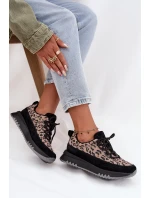 Zamszowe Ocieplane Sneakersy Damskie Na Platformie Vinceza 66836 Panterka Czarne