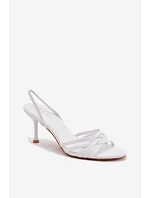 Dámské sandály na podpatku s pásky bílé Velivelle