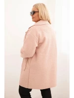 Dámsky kabát nadrozmernej veľkosti s vlnou a vreckami Powder Pink Dámsky kabát nadrozmernej veľkosti s vlnou a vreckami Powder Pink