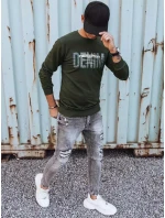 Pánska khaki mikina s potlačou FashionStreet BX5358