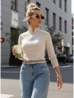Dámska mikina so stojačikom béžová FashionStreet BY1563 Dámska mikina so stojačikom béžová FashionStreet BY1563
