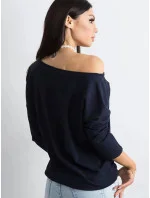 Tmavomodrá voľná dámska blúzka so zaväzovaním na spodku (4691) Tmavomodrá voľná dámska blúzka so zaväzovaním na spodku (4691)