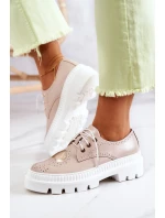 Skórzane Półbuty Z Sercem Beżowe Curtis