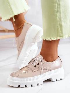 Skórzane Półbuty Z Sercem Beżowe Curtis