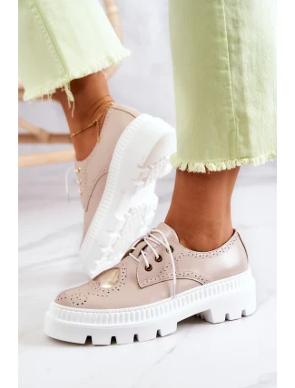 Skórzane Półbuty Z Sercem Beżowe Curtis