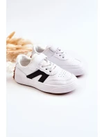 Dziecięce Skórzane Niskie Buty Sportowe Biało-Czarne Jessie