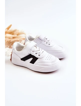 Dziecięce Skórzane Niskie Buty Sportowe Biało-Czarne Jessie