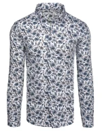 Pánska kvetinová biela košeľa FashionStreet DX2668 Pánska kvetinová biela košeľa FashionStreet DX2668