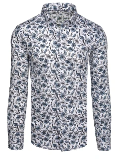 Pánska kvetinová biela košeľa FashionStreet DX2668