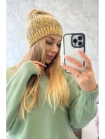 Fleecová čiapka Melisa K241 horčicová+sivá