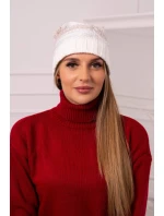 Monika fleecová čiapka K256 tmavo béžová+ecru