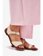 Dámske kožené ploché sandále Zazoo 3014 beige Dámske kožené ploché sandále Zazoo 3014 beige