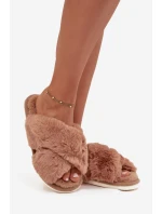 Kožušinové domáce papuče pre ženy s prepletenými remienkami Camel Quenelle Kožušinové domáce papuče pre ženy s prepletenými remienkami Camel Quenelle