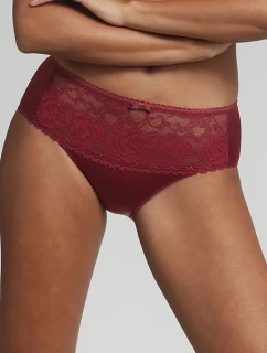 Dámske čipkované nohavičky PLAYTEX FLOWER ELEGANCE RCS MIDI BRIEF - PLAYTEX - tmavo červená
