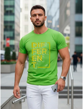 Pánske tričko s limetkovo zelenou potlačou FashionStreet NX5008R