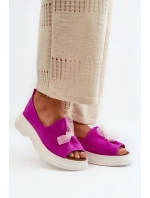 Zazoo 2939 Semišové dámske sandále s fuksiovou farbou Fuchsia