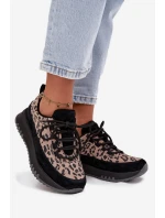 Zamszowe Ocieplane Sneakersy Damskie Na Platformie Vinceza 66836 Panterka Czarne