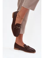 Półbuty Loafersy Damskie Z Ozdobą Brązowe Priscelle
