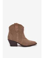 Wsuwane Botki Kowbojki Damskie Z Naturalnego Zamszu Beżowe Beretta