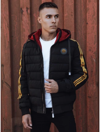Pánska prešívaná zimná bunda s kapucňou čierna FashionStreet TX4863