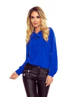 Svetlo modrá dámska blúzka s viazaním v prednej časti 140-11