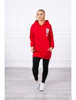 Mikina s kapucňou a nášivkami červená