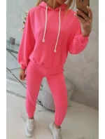 Súprava mikiny s kapucňou ružová neónová