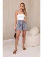 Viskózové šortky viazané v páse sivé Viskózové šortky viazané v páse sivé