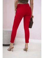 Nohavice z farebného denimu s mašľou červené