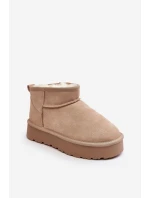 Modne Zamszowe Niskie Śniegowce Jasnobeżowe Nucca