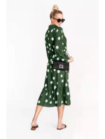 Zelené dámske bodkované šaty so zaväzovaním za krkom Ann Gissy (DLY019)