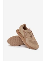 Skórzane Sneakersy Męskie Big Star OO174298 Hi-Poly System Beżowe