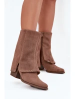 Kozaki Damskie Ocieplane Z Wywiniętą Cholewką Vinceza 16516 Beżowe