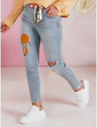 Dámske džínsové nohavice slim fit s opaskom GIRLHOOD modré FashionStreet UY2484