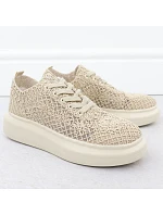 Dámske topánky na platforme so šnurovaním béžové Vinceza 17371