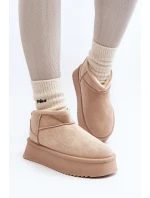 Damskie Śniegowce Na Grubej Podeszwie Beżowe Caliksa