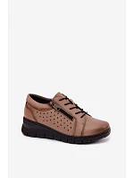 Kožené dámské polobotky na platformě Vinceza 39977 Béžové