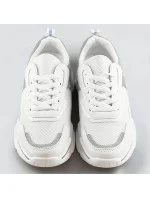 Bielo-šedé dámske sneakersy s brokátovými vsadkami (LU-2)