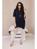 Nadrozmerná blúzka s príveskom námornícka modrá