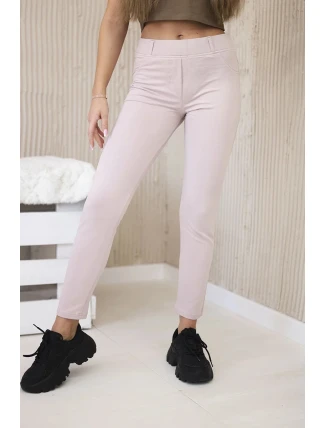 Bavlnené nohavice s vreckami v zadnej časti tmavo púdrovo ružovej farby Bavlnené nohavice s vreckami v zadnej časti tmavo púdrovo ružovej farby