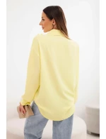 Dámske viskózové tričko s dlhými rukávmi a volánmi žlté